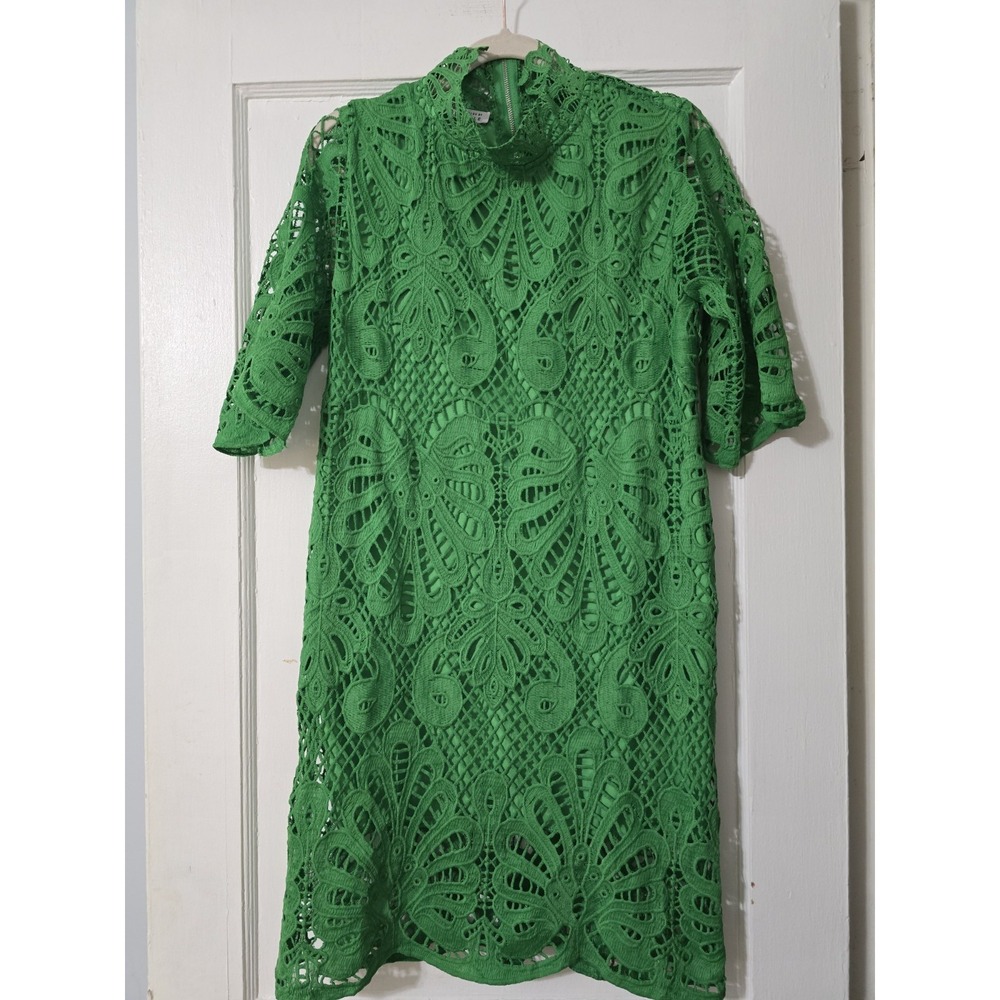 Women's Green Crochet Lace Shift Dress
